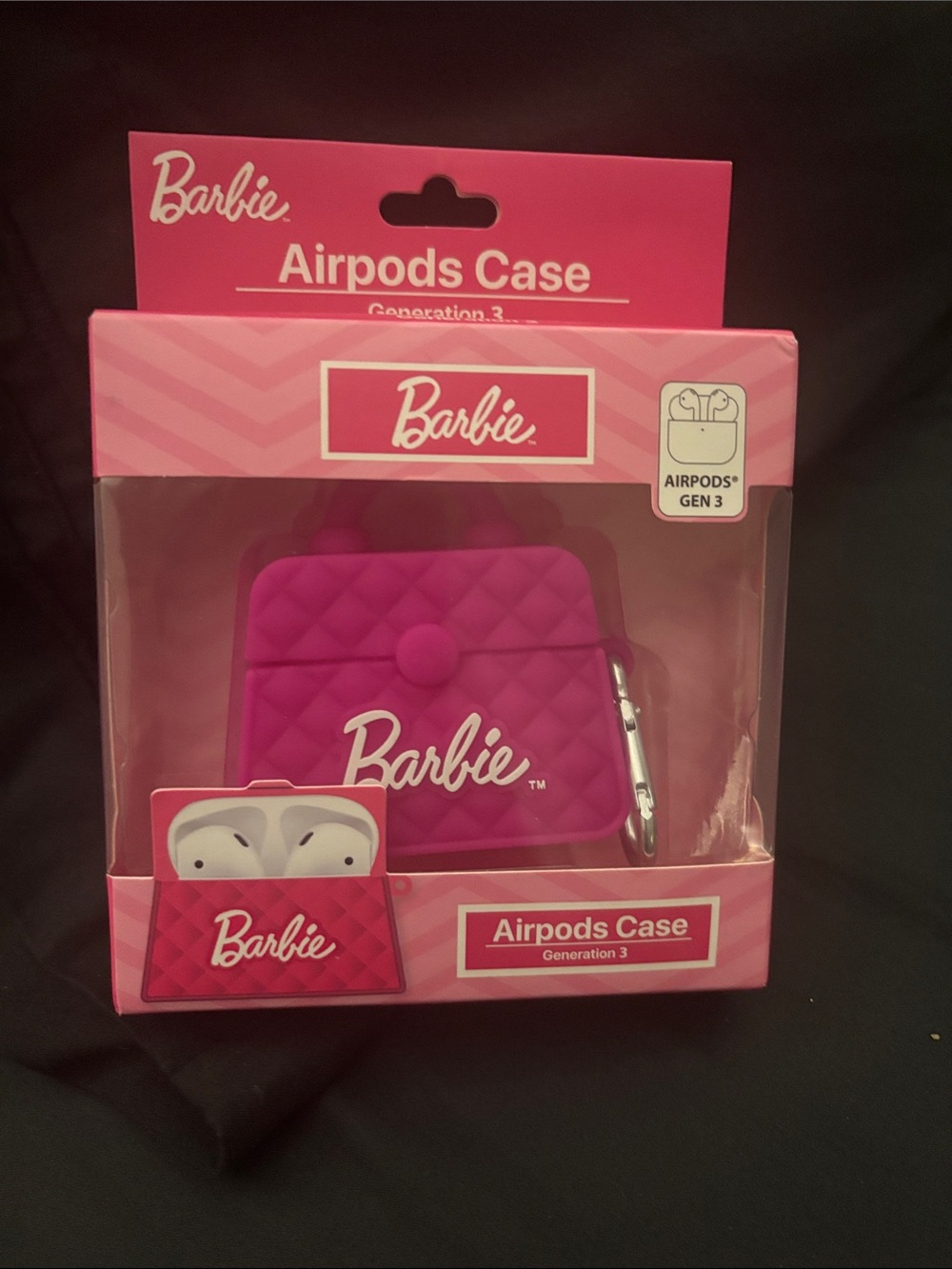 Barbie Quilted Hot Pink AirPods Gen 3 Case with Carabiner